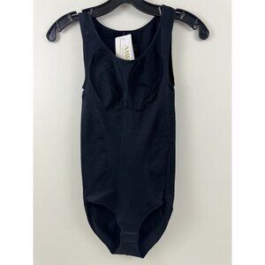 Amriy Lycra Ribbed Bodysuit Shapewear Size Small Black